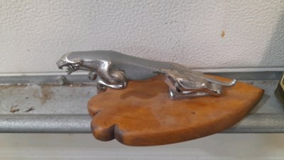 Lot 233 - HANGING , DOUBLE SIDED, SIGN WITH BRACKET, MOBILOIL TIN AND JAGUAR MASCOT