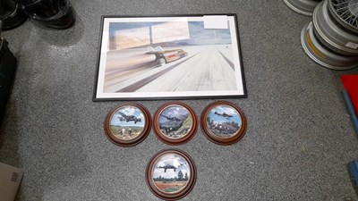 Lot 51 - THRUST FRAMED PRINT & FRAMED CERAMIC PLATES