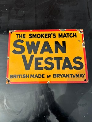 Lot 50 - ENAMEL SWAN VESTAS SIGN  12" X 9"