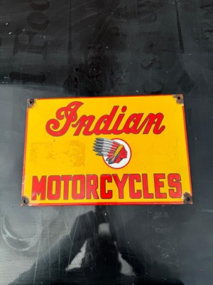 Lot 41 - ENAMEL INDIAN MOTORCYCLES SIGN  12" X 8"