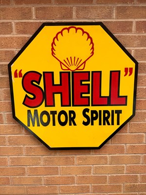 Lot 44 - ENAMEL SHELL MOTOR SPIRIT SIGN  30" X 30"