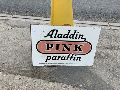 Lot 26 - ALADIN PINK DOUBLE SIDED ENAMEL SIGN