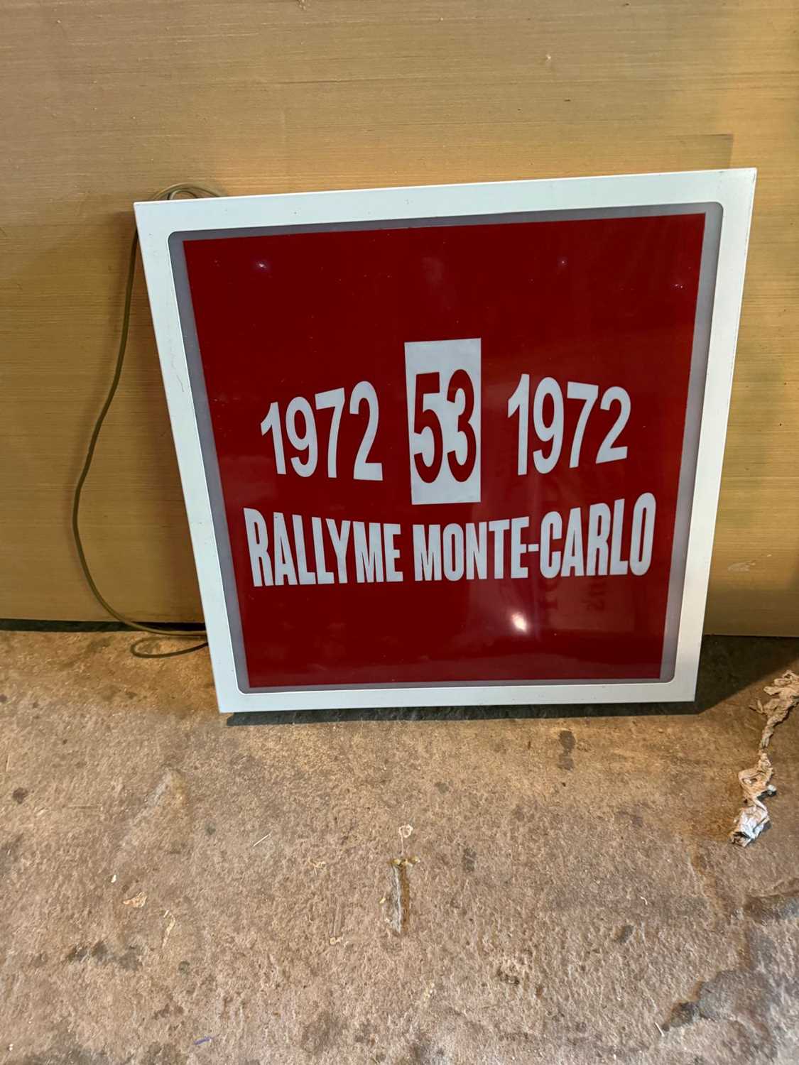 Click for high resolution Lot 55 - ILLUMINATED MONTE CARLO RALLY SIGN  24" X 24"