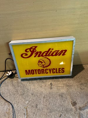 Lot 73 - DOUBLE SIDED INDIAN MOTOR CYCLES SIGN  17" X 12"