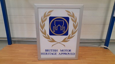 Lot 531 - ILLUMINATED BRITISH MOTOR HERITAGE APPROVED , DOUBLE SIDED SIGN 24" x 18"