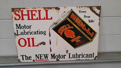 Lot 55 - SHELL MOTOR OIL ENAMEL SIGN 20" x 13"