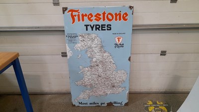 Lot 61 - FIRESTONE ENAMEL MAP OF ENGLAND 48" X 29"