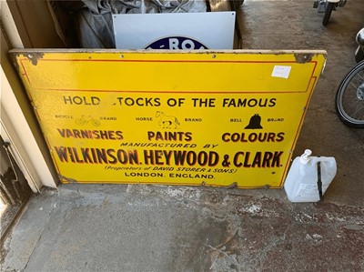 Lot 356 - RARE ENAMEL SIGN, WILKINSON, HEYWOOD AND CLARK