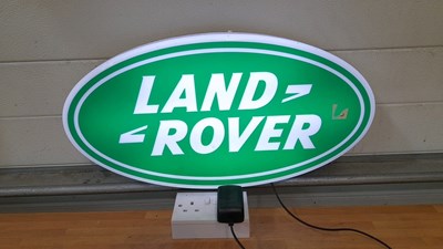 Lot 591 - LAND ROVER PLASTIC LIGHT UP SIGN 23" X 12"