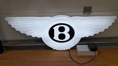 Lot 649 - BENTLEY PLASTIC LIGHT UP SIGN 35" X 12"