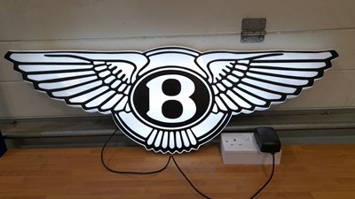 Lot 719 - BENTLEY PLASTIC LIGHT UP SIGN 35" x 12"