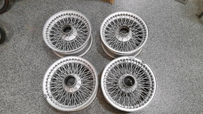 Lot 627 - 4X JAGUAR E TYPE WIRE WHEELS PAINTED IN SILVER