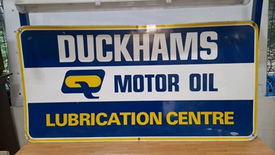 Lot 1 - DUCKHAMS MOTOR OIL, LUBRICATION CENTRE , METAL SIGN 59" X 29.5"