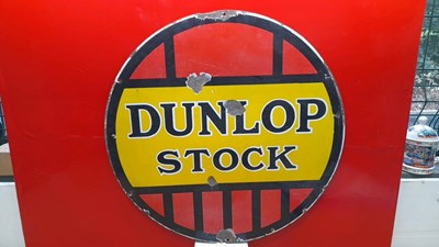 Lot 275 - DUNLOP STOCK ROUND ENAMEL SIGN 24" DIA