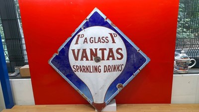 Lot 287 - VANTAS SPARKLING DRINKS ENAMEL SIGN 20" x 20"