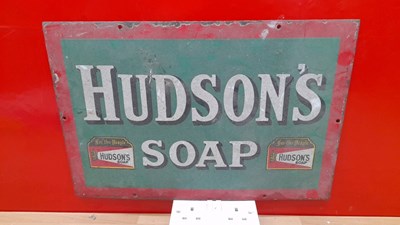 Lot 375 - HUDSONS SOAP ENAMEL SIGN 18" x 12"