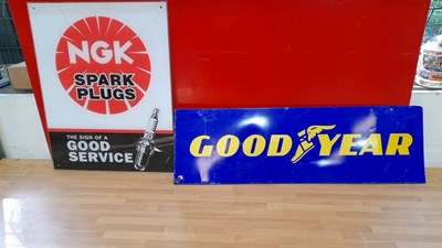 Lot 900 - GOODYEAR & NGK SPARK PLUG SIGNS