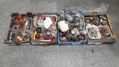 Lot 300 - 4 X BOXES OF CYCLE LAMPS, GAUGES & LENSES