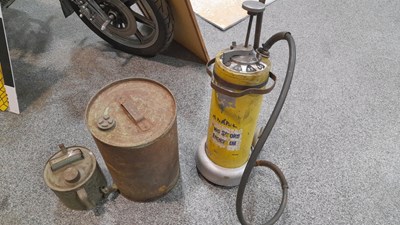 Lot 757 - TWO STROKE DISPENSER,ESSO DRUM & PARAFFIN CAN