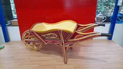 Lot 865 - SMALL HAND PAINTED WHEELBARROW