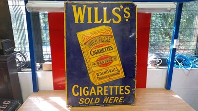 Lot 357 - WILLS'S CIGARETTES SOLD HERE ENAMEL SIGN 36" x 24"