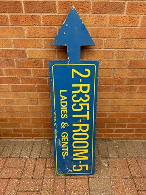 Lot 95 - HANGING REST ROOMS LADIES & GENTS SIGN  53" X 14"