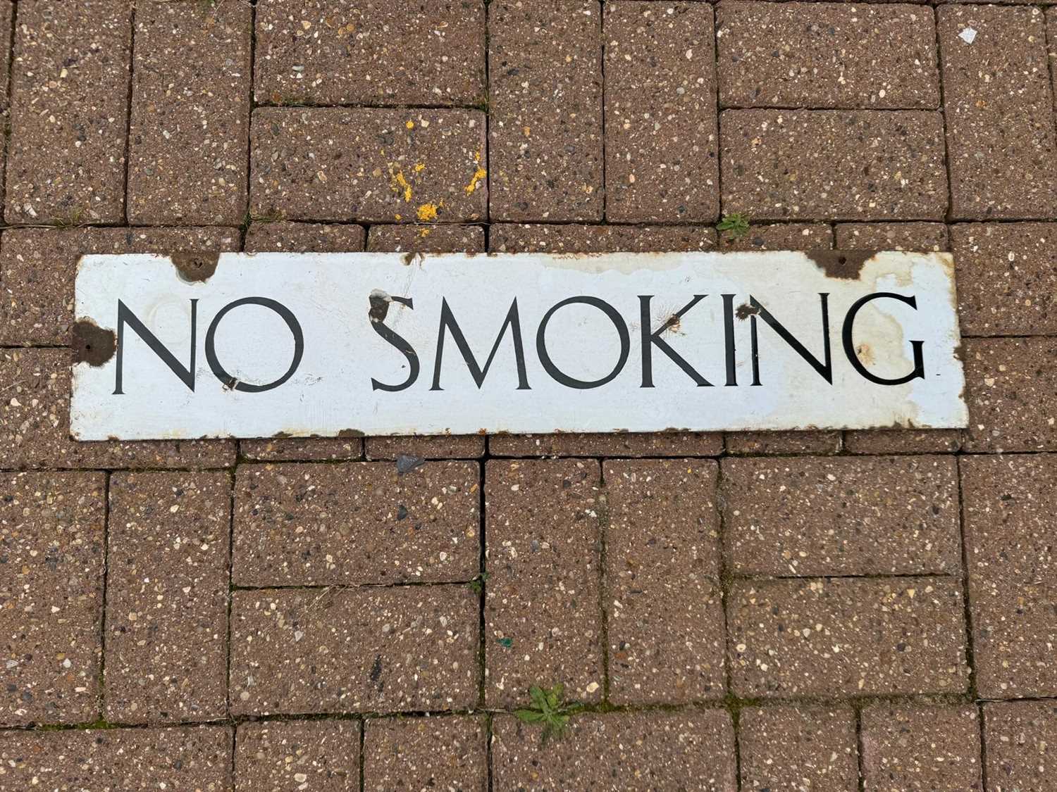 Lot 403 - NO SMOKING ENAMEL SIGN 29" x 6"