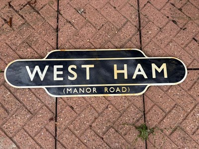 Lot 479 - WEST HAM RAILWAY ENAMEL SIGN 36" X 9.5"