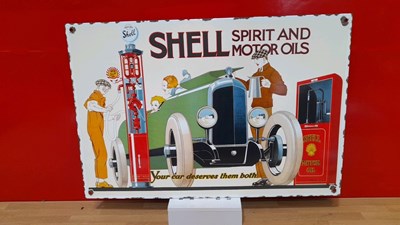 Lot 371 - SHELL SPIRIT ENAMEL SIGN  21" X 14"