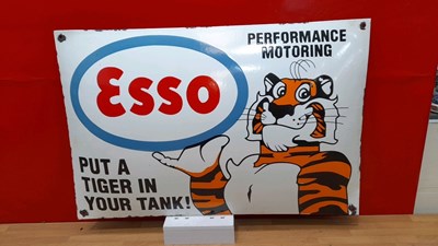 Lot 383 - ESSO TIGER IN YOUR TANK ENAMEL SIGN  24" X 18"