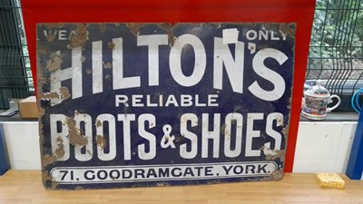 Lot 543 - HILTON'S BOOTS & SHOES ENAMEL SIGN  36" X 24"