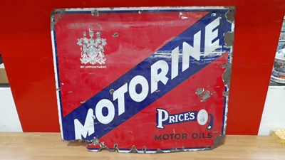 Lot 329 - MOTORINE MOTOR OIL ENAMEL SIGN  25" X 21"