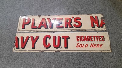 Lot 397 - PLAYER'S NAVY CUT 2 PART ENAMEL SIGN  57" x 13" each sign