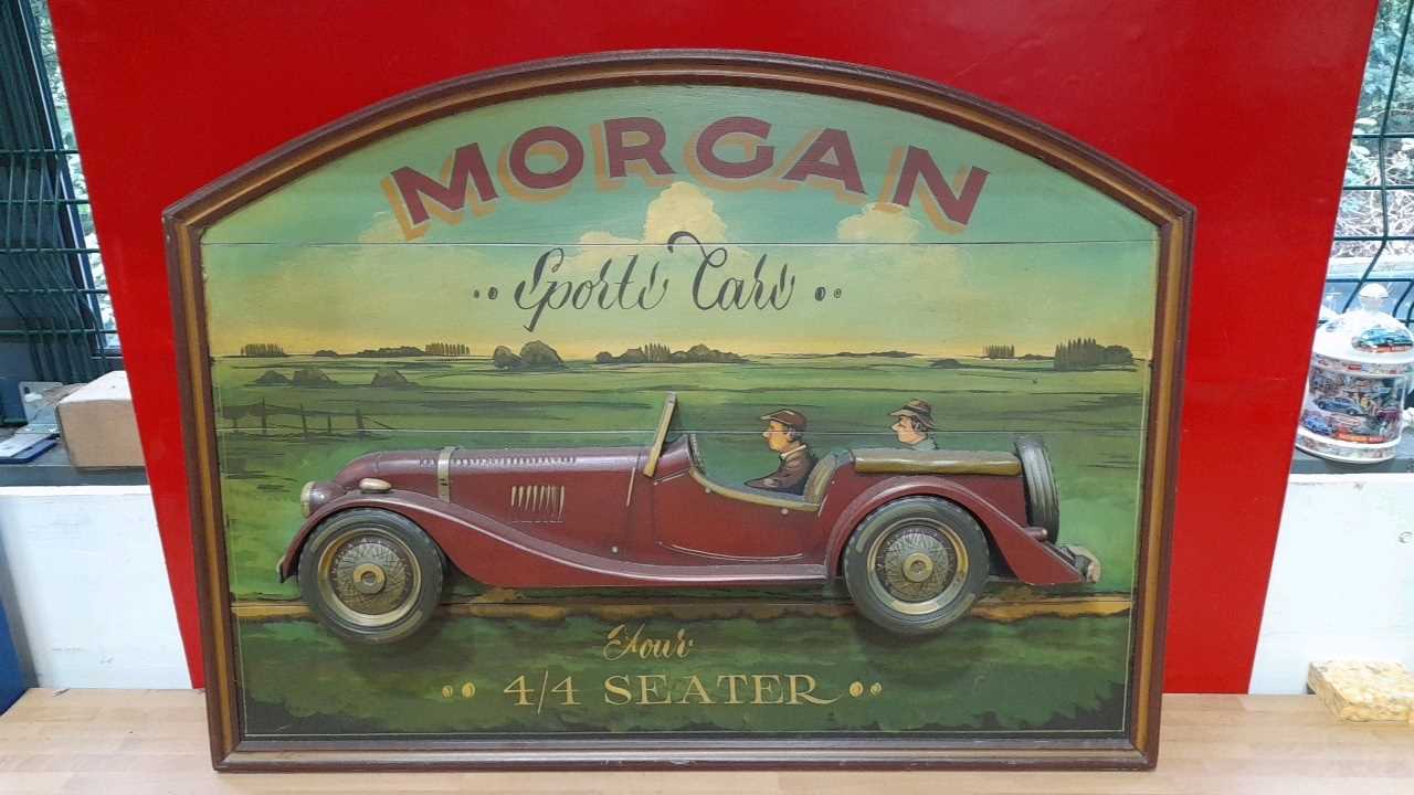 Lot 433 - WOODEN MORGAN SPORTS CAR SIGN 25