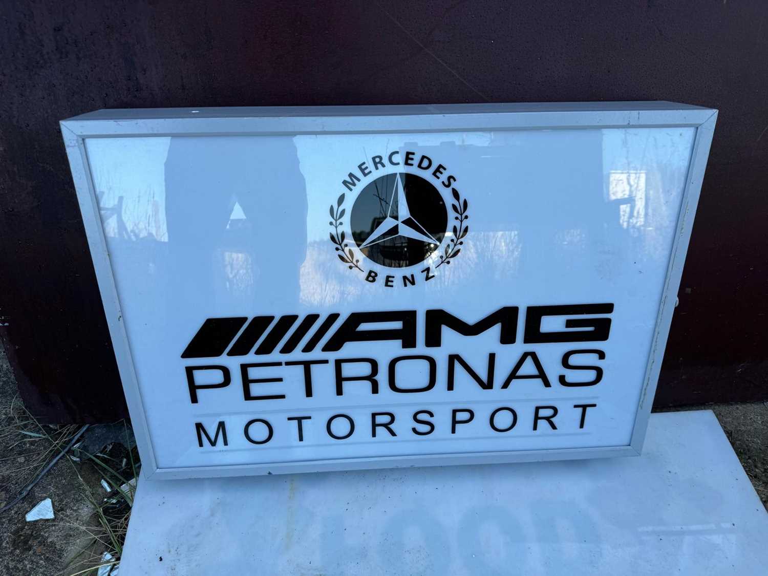 Lot 637 - AMG PETRONAS MOTORSPORT LIGHT UP SIGN 29" X 20"