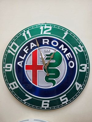 Lot 23 - GREEN ALFA ROMEO CLOCK