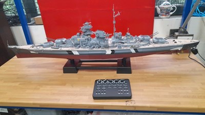 Lot 49 - BATTLESHIP BISMARCK STATIC DISPLAY, HAND BUILT WORKING MODEL