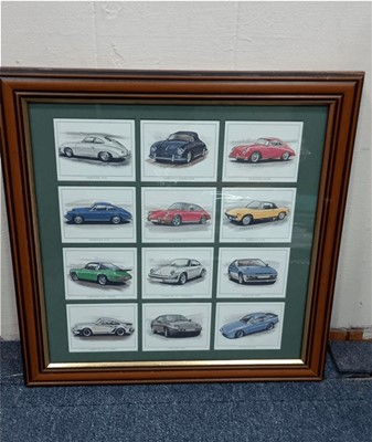 Lot 436 - CLASSIC PORSCHE POSTCARDS FRAMED