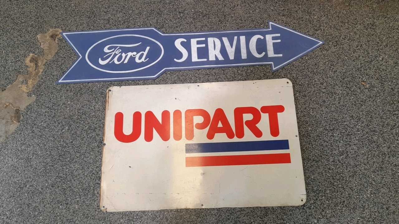 Lot 99 - UNIPART ALLOY SIGN & WOODEN HAND PAINTED FORD SERVICE SIGNS