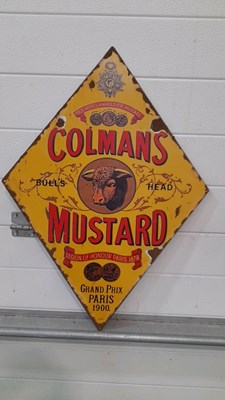 Lot 105 - COLMANS MUSTARD ENAMEL SIGN 27" x 19"