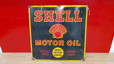 Lot 39 - SHELL MOTOR OIL ENAMEL SIGN 18" X 18"