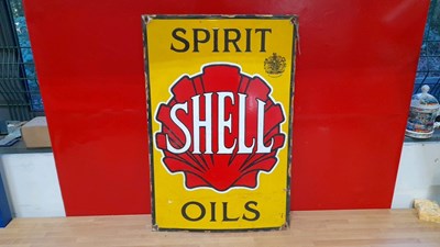 Lot 59 - SHELL SPIRIT OILS ENAMEL SIGN 24" X 16"