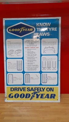 Lot 115 - GOODYEAR KNOW THE TYRE LAWS SIGN 30" x 20"