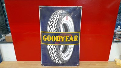 Lot 611 - GOODYEAR ALL WEATHER TYRES ENAMEL SIGN 24" X 15"