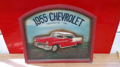 Lot 447 - CHEVROLET WOODEN SIGN 19" X 24"