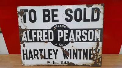 Lot 181 - HARTNEY WITNEY HAMSHIRE AREA ESTATE AGENT , DOUBLE SIDED ENAMEL SIGN 24" X 18"