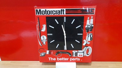 Lot 335 - RARE BLACK FACE MOTORCRAFT DEALER CLOCK 15" X 15"