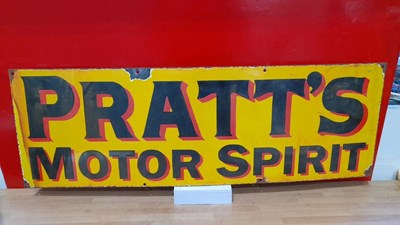 Lot 345 - PRATTS MOTOR SPIRIT ENAMEL SIGN 36" X 12"