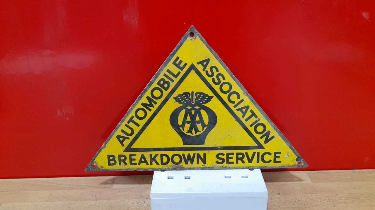 Lot 353 - AA BREAKDOWN SERVICE ENAMEL SIGN 7.5" X 12"