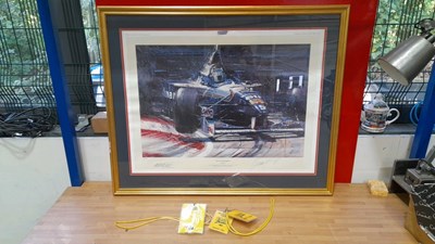 Lot 281 - SIGNED PRINT BY DAMON HILL , DONE AT JORDAN HOSPITALITY DAY AT SILVERSTONE 506/1000